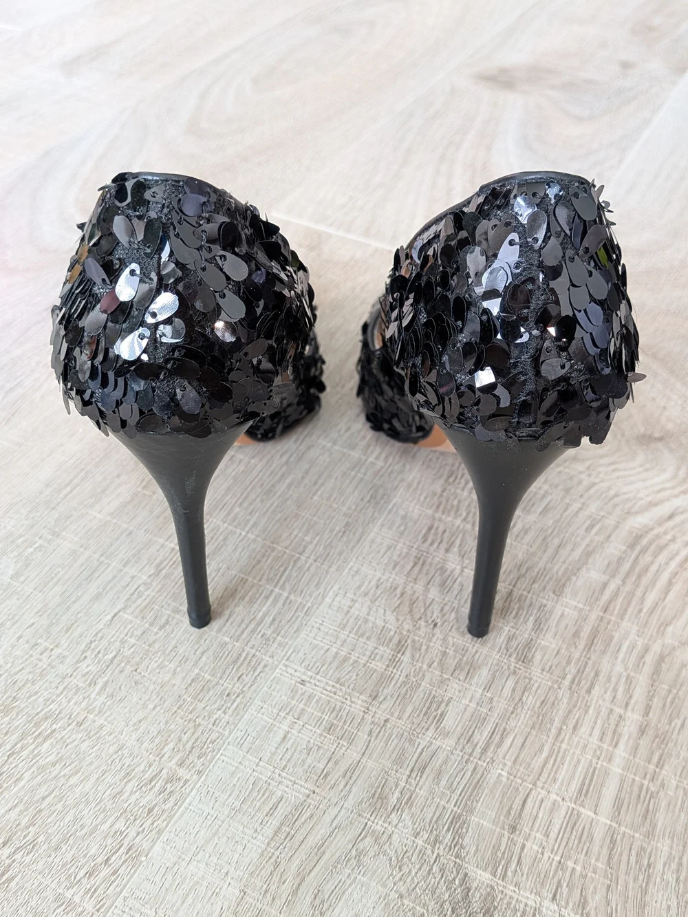 Zara Women Black Sequins F/W 2011/12 Pump Stiletto Heels 37 - Picture 5 of 8